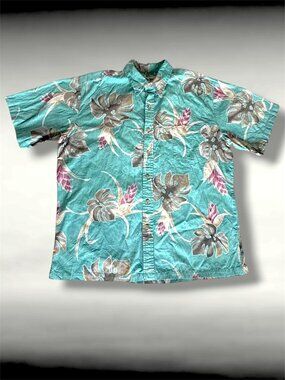 Men's Lg Vintage Cooke Street Honolulu Hawaiian Aloha Shirt Made in Hawaii EUC
